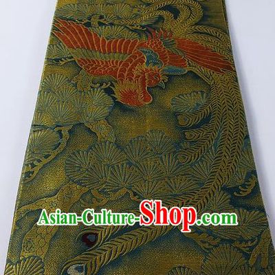 Japanese Classical Phoenix Pattern Green Waistband Kimono Accessories Asian Traditional Yukata Brocade Belt for Women