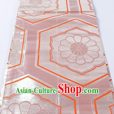 Japanese Classical Chrysanthemum Pattern Pink Waistband Kimono Accessories Asian Traditional Yukata Brocade Belt for Women