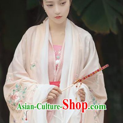 Chinese Traditional Tang Dynasty Court Princess Pink Hanfu Dress Ancient Legend Flower Goddess Replica Costume for Women