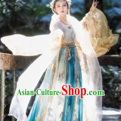 Chinese Traditional Tang Dynasty Palace Princess Hanfu Dress Ancient Court Lady Dance Replica Costume for Women