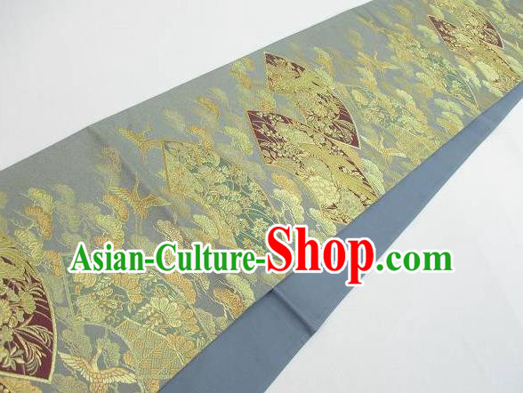 Japanese Traditional Classical Cloud Crane Pattern Grey Waistband Kimono Brocade Accessories Asian Japan Yukata Belt for Women Japanese Traditional Classical Cloud Crane Pattern Grey Waistband Kimono Brocade Accessories Asian Japan Yukata Belt for Women
