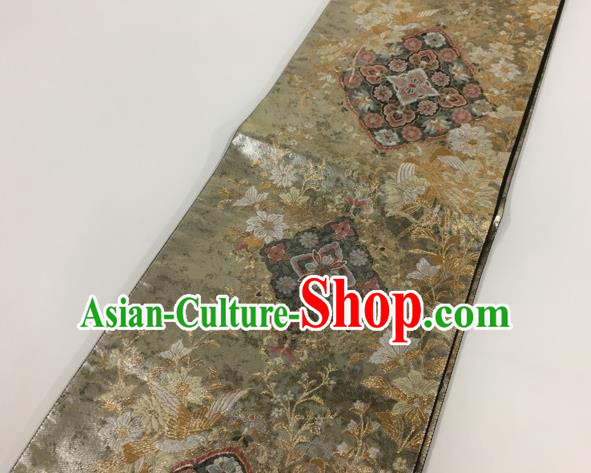 Japanese Traditional Classical Flowers Pattern Grey Waistband Kimono Brocade Accessories Asian Japan Yukata Belt for Women Japanese Traditional Classical Flowers Pattern Grey Waistband Kimono Brocade Accessories Asian Japan Yukata Belt for Women