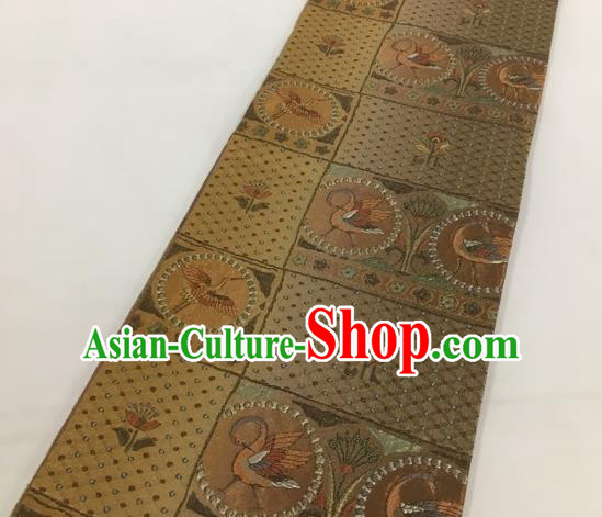 Japanese Traditional Classical Crane Pattern Bronze Waistband Kimono Brocade Accessories Asian Japan Yukata Belt for Women Japanese Traditional Classical Crane Pattern Bronze Waistband Kimono Brocade Accessories Asian Japan Yukata Belt for Women