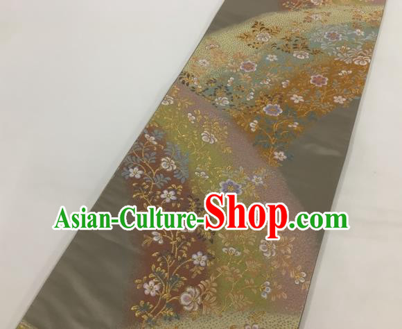 Japanese Traditional Classical Primrose Pattern Grey Waistband Kimono Brocade Accessories Asian Japan Yukata Belt for Women Japanese Traditional Classical Primrose Pattern Grey Waistband Kimono Brocade Accessories Asian Japan Yukata Belt for Women