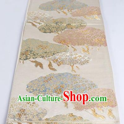 Japanese Classical Sakura Pattern Waistband Traditional Kimono Brocade Accessories Asian Japan Yukata Belt for Women