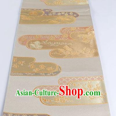 Japanese Classical Maple Leaf Plum Pattern Waistband Traditional Kimono Brocade Accessories Asian Japan Yukata Belt for Women