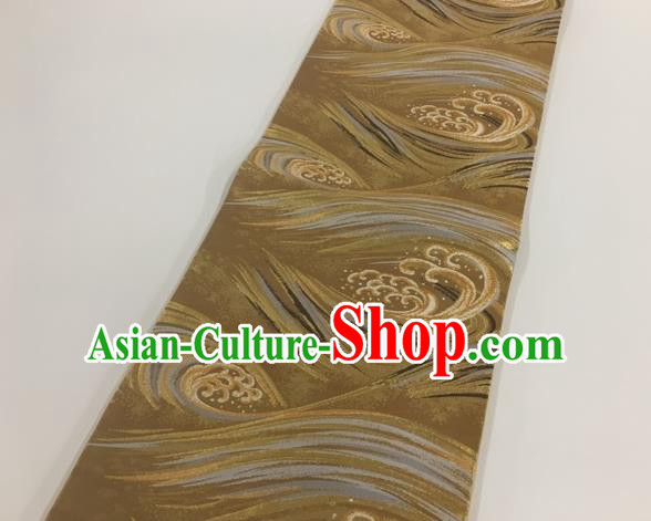 Japanese Classical Wave Pattern Bronze Nishijin Waistband Traditional Kimono Brocade Accessories Asian Japan Yukata Belt for Women Japanese Classical Wave Pattern Bronze Nishijin Waistband Traditional Kimono Brocade Accessories Asian Japan Yukata Belt for Women