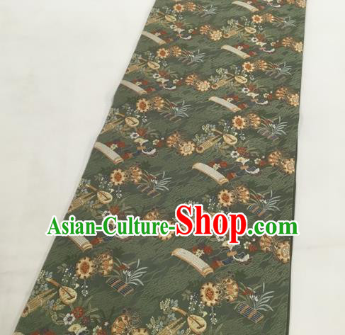Japanese Traditional Classical Pattern Olive Green Waistband Kimono Brocade Accessories Asian Japan Yukata Belt for Women Japanese Traditional Classical Pattern Olive Green Waistband Kimono Brocade Accessories Asian Japan Yukata Belt for Women