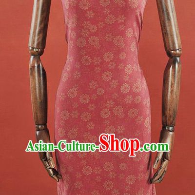 Chinese Traditional Kugo Flowers Pattern Design Pink Gambiered Guangdong Gauze Asian Brocade Silk Fabric