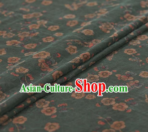 Chinese Traditional Wintersweet Butterfly Pattern Design Green Gambiered Guangdong Gauze Asian Brocade Silk Fabric Chinese Traditional Wintersweet Butterfly Pattern Design Green Gambiered Guangdong Gauze Asian Brocade Silk Fabric