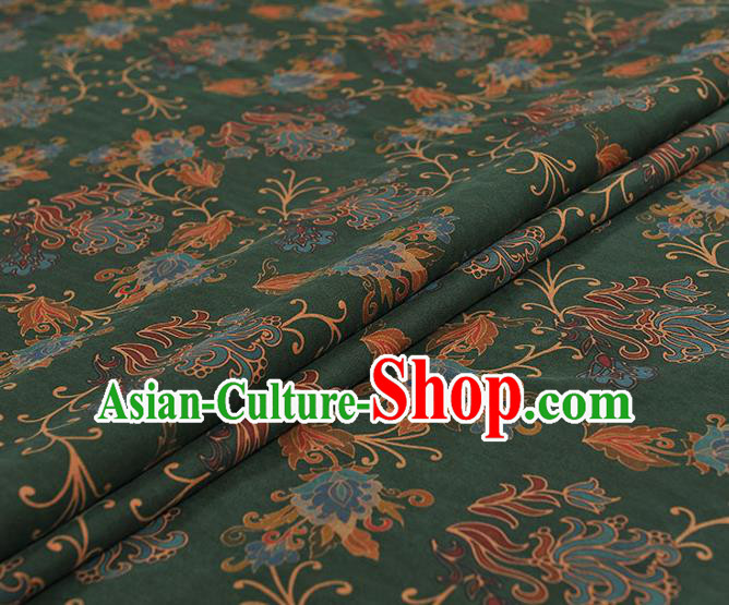 Chinese Traditional Chrysanthemum Pattern Design Green Gambiered Guangdong Gauze Asian Brocade Silk Fabric Chinese Traditional Chrysanthemum Pattern Design Green Gambiered Guangdong Gauze Asian Brocade Silk Fabric