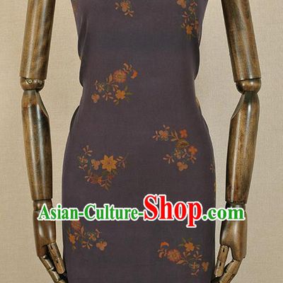 Chinese Classical Pattern Design Purple Gambiered Guangdong Gauze Traditional Asian Brocade Silk Fabric