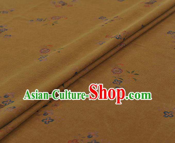 Chinese Classical Pattern Design Yellow Gambiered Guangdong Gauze Traditional Asian Brocade Silk Fabric Chinese Classical Pattern Design Yellow Gambiered Guangdong Gauze Traditional Asian Brocade Silk Fabric