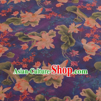 Chinese Classical Lotus Pattern Design Purple Gambiered Guangdong Gauze Traditional Asian Brocade Silk Fabric