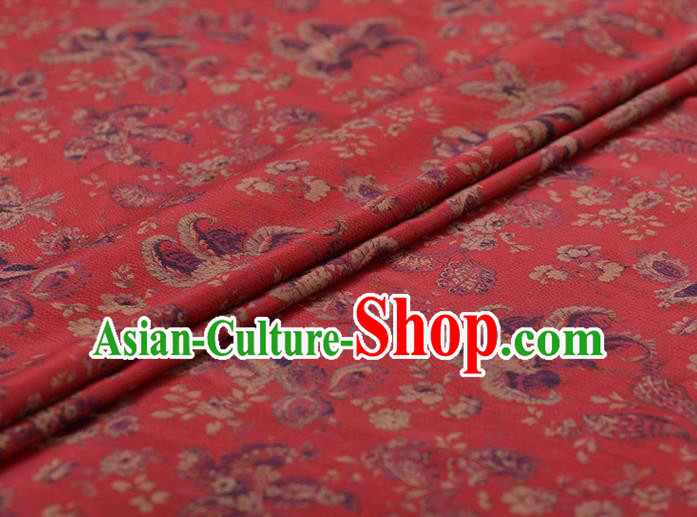 Asian Chinese Classical Pattern Design Red Gambiered Guangdong Gauze Traditional Cheongsam Brocade Silk Fabric Asian Chinese Classical Pattern Design Red Gambiered Guangdong Gauze Traditional Cheongsam Brocade Silk Fabric