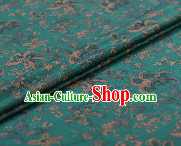 Asian Chinese Classical Pattern Design Green Gambiered Guangdong Gauze Traditional Cheongsam Brocade Silk Fabric Asian Chinese Classical Pattern Design Green Gambiered Guangdong Gauze Traditional Cheongsam Brocade Silk Fabric