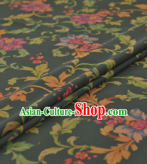Chinese Classical Peony Pattern Design Green Gambiered Guangdong Gauze Traditional Asian Brocade Silk Fabric