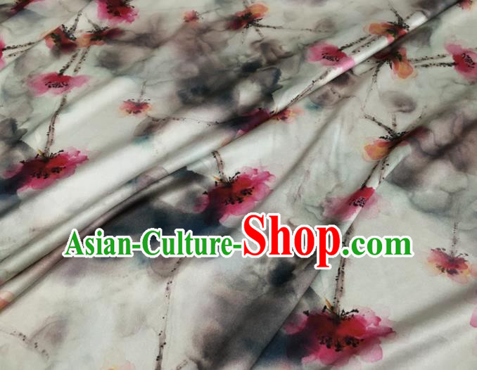 Asian Chinese Classical Printing Pattern White Brocade Satin Drapery Traditional Cheongsam Brocade Silk Fabric Asian Chinese Classical Printing Pattern White Brocade Satin Drapery Traditional Cheongsam Brocade Silk Fabric