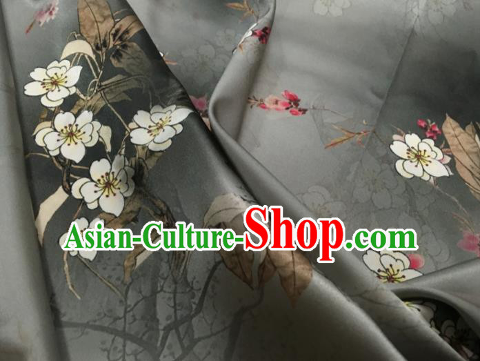 Asian Chinese Classical Plum Pattern Grey Brocade Satin Drapery Traditional Cheongsam Brocade Silk Fabric Asian Chinese Classical Plum Pattern Grey Brocade Satin Drapery Traditional Cheongsam Brocade Silk Fabric