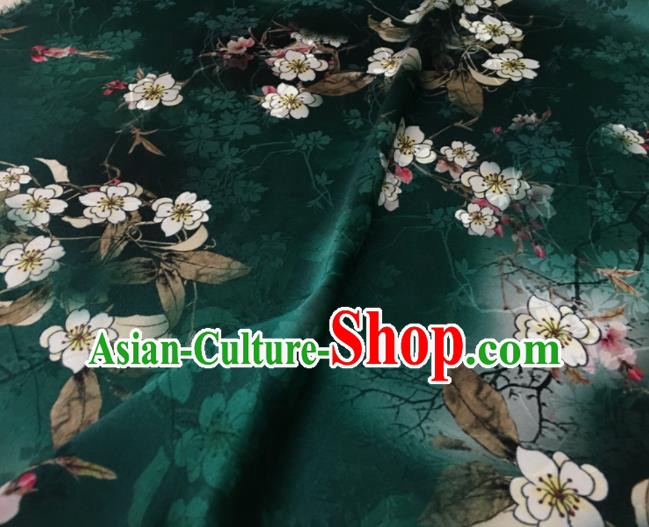 Asian Chinese Classical Plum Pattern Green Brocade Satin Drapery Traditional Cheongsam Brocade Silk Fabric Asian Chinese Classical Plum Pattern Green Brocade Satin Drapery Traditional Cheongsam Brocade Silk Fabric