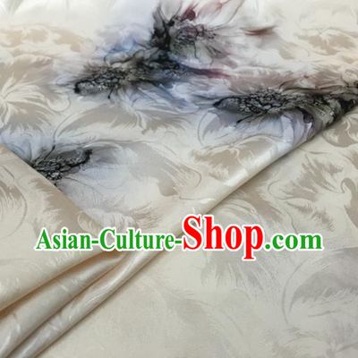 Asian Chinese Classical Pattern White Brocade Satin Drapery Traditional Cheongsam Brocade Silk Fabric