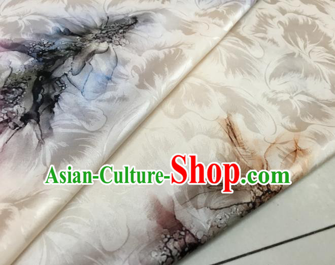 Asian Chinese Classical Pattern White Brocade Satin Drapery Traditional Cheongsam Brocade Silk Fabric Asian Chinese Classical Pattern White Brocade Satin Drapery Traditional Cheongsam Brocade Silk Fabric