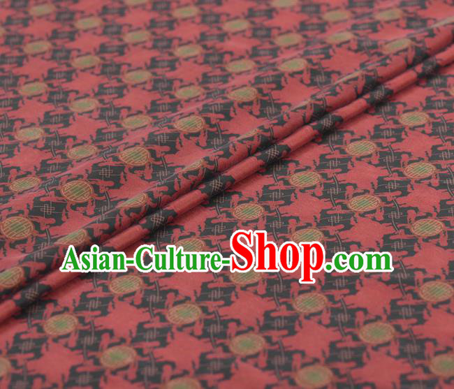 Asian Chinese Classical Lucky Pattern Red Gambiered Guangdong Gauze Traditional Cheongsam Brocade Silk Fabric Asian Chinese Classical Lucky Pattern Red Gambiered Guangdong Gauze Traditional Cheongsam Brocade Silk Fabric