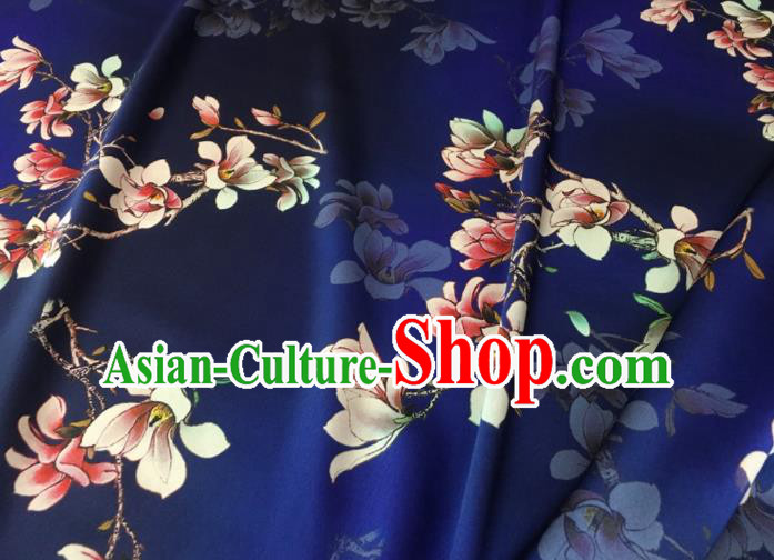Asian Chinese Classical Magnolia Pattern Royalblue Brocade Satin Drapery Traditional Cheongsam Brocade Silk Fabric Asian Chinese Classical Magnolia Pattern Royalblue Brocade Satin Drapery Traditional Cheongsam Brocade Silk Fabric