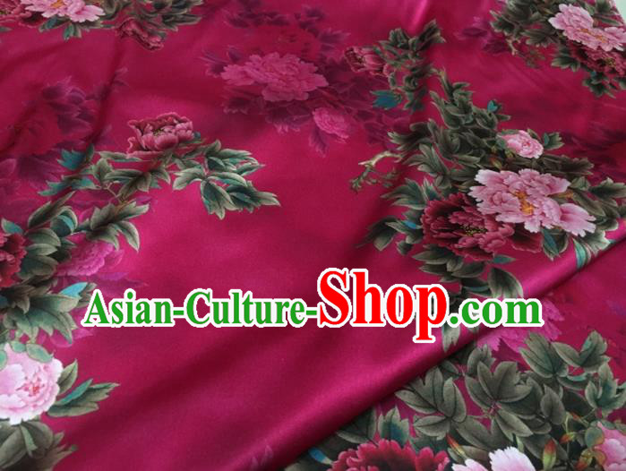 Asian Chinese Classical Peony Pattern Rosy Brocade Satin Drapery Traditional Cheongsam Brocade Silk Fabric Asian Chinese Classical Peony Pattern Rosy Brocade Satin Drapery Traditional Cheongsam Brocade Silk Fabric