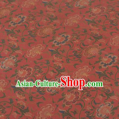 Asian Chinese Classical Pomegranate Flowers Pattern Red Gambiered Guangdong Gauze Traditional Cheongsam Brocade Silk Fabric