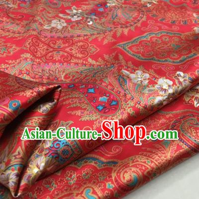 Asian Chinese Classical Pattern Rosy Brocade Satin Drapery Traditional Cheongsam Brocade Silk Fabric