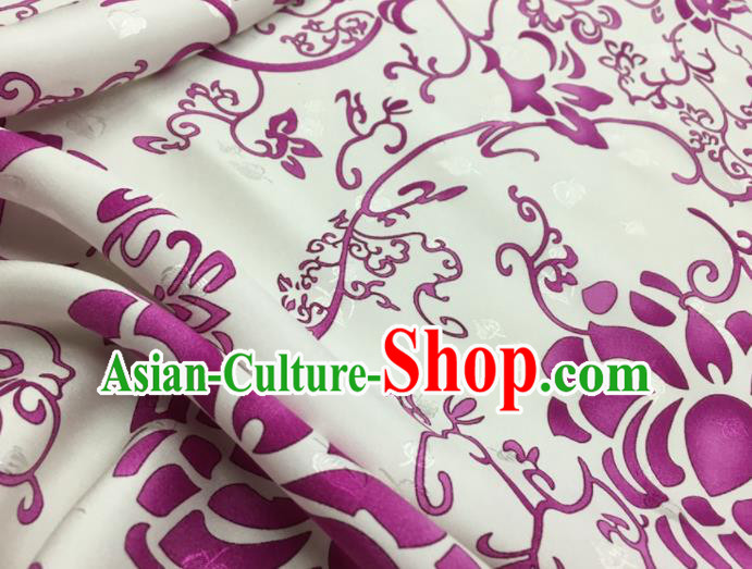 Asian Chinese Classical Pattern White Brocade Satin Drapery Traditional Cheongsam Brocade Silk Fabric Asian Chinese Classical Pattern White Brocade Satin Drapery Traditional Cheongsam Brocade Silk Fabric