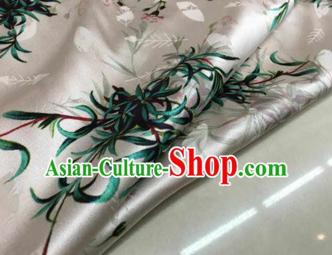 Asian Chinese Classical Orchid Pattern White Brocade Satin Drapery Traditional Cheongsam Brocade Silk Fabric