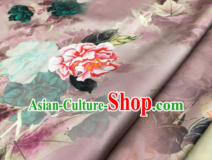 Asian Chinese Classical Peony Pattern Lilac Brocade Satin Drapery Traditional Cheongsam Brocade Silk Fabric Asian Chinese Classical Peony Pattern Lilac Brocade Satin Drapery Traditional Cheongsam Brocade Silk Fabric