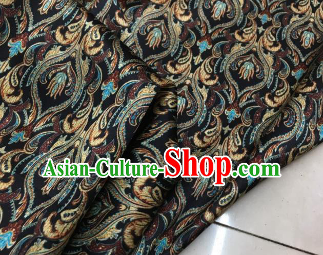 Asian Chinese Classical Pattern Black Brocade Satin Drapery Traditional Cheongsam Brocade Silk Fabric Asian Chinese Classical Pattern Black Brocade Satin Drapery Traditional Cheongsam Brocade Silk Fabric