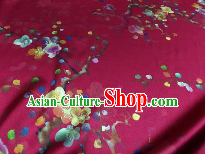 Asian Chinese Classical Plum Pattern Rosy Brocade Satin Drapery Traditional Cheongsam Brocade Silk Fabric Asian Chinese Classical Plum Pattern Rosy Brocade Satin Drapery Traditional Cheongsam Brocade Silk Fabric