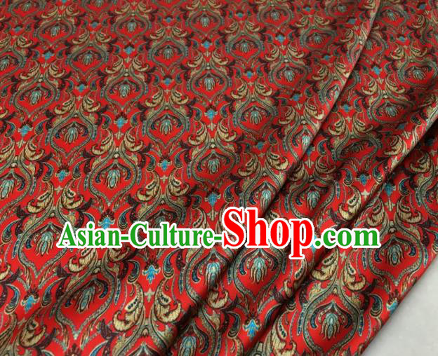 Asian Chinese Classical Pattern Red Brocade Satin Drapery Traditional Cheongsam Brocade Silk Fabric Asian Chinese Classical Pattern Red Brocade Satin Drapery Traditional Cheongsam Brocade Silk Fabric