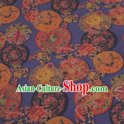 Asian Chinese Classical Phoenix Peony Pattern Purple Gambiered Guangdong Gauze Traditional Cheongsam Brocade Silk Fabric