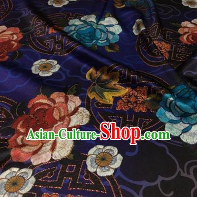 Asian Chinese Classical Peony Pattern Purple Brocade Satin Drapery Traditional Cheongsam Brocade Silk Fabric