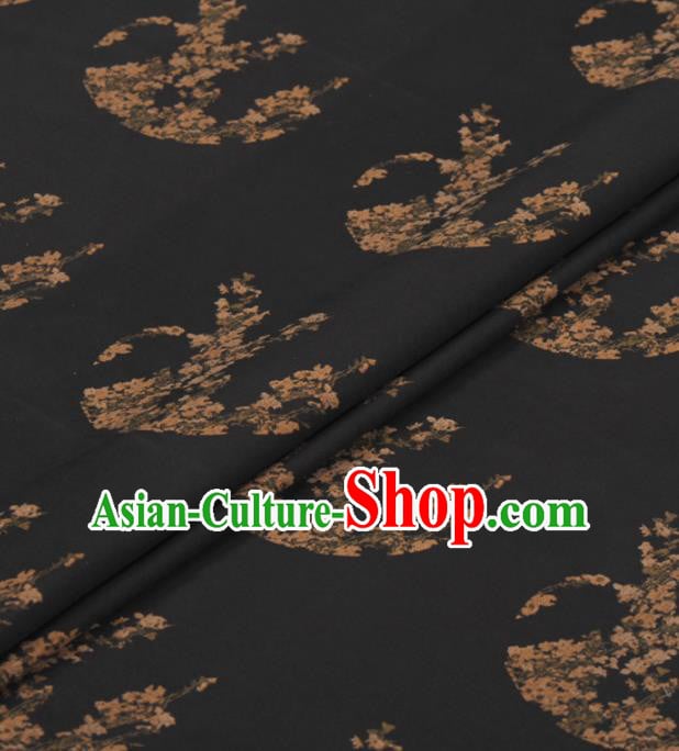 Asian Chinese Classical Plum Pattern Black Gambiered Guangdong Gauze Traditional Cheongsam Brocade Silk Fabric Asian Chinese Classical Plum Pattern Black Gambiered Guangdong Gauze Traditional Cheongsam Brocade Silk Fabric