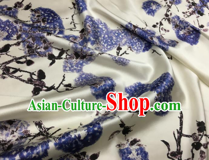 Asian Chinese Classical Kapok Pattern White Brocade Satin Drapery Traditional Cheongsam Brocade Silk Fabric Asian Chinese Classical Kapok Pattern White Brocade Satin Drapery Traditional Cheongsam Brocade Silk Fabric