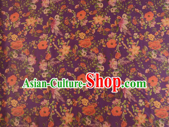 Asian Chinese Classical Pattern Purple Gambiered Guangdong Gauze Traditional Cheongsam Brocade Silk Fabric Asian Chinese Classical Pattern Purple Gambiered Guangdong Gauze Traditional Cheongsam Brocade Silk Fabric