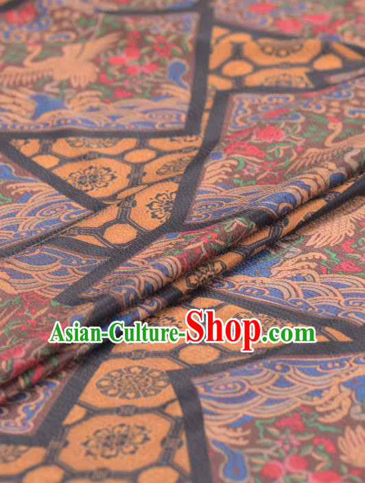 Asian Chinese Classical Peony Crane Pattern Gambiered Guangdong Gauze Traditional Cheongsam Brocade Silk Fabric Asian Chinese Classical Peony Crane Pattern Gambiered Guangdong Gauze Traditional Cheongsam Brocade Silk Fabric