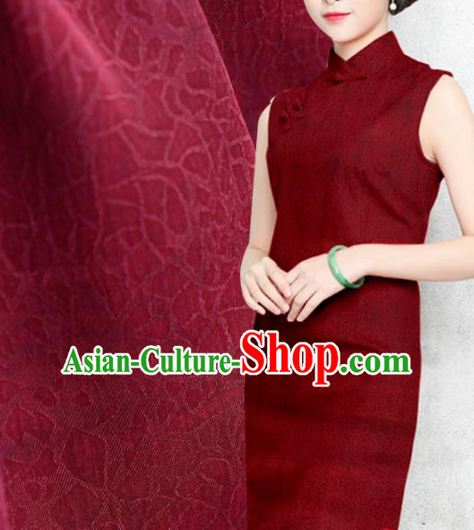Asian Chinese Classical Pattern Wine Red Gambiered Guangdong Gauze Traditional Cheongsam Brocade Silk Fabric Asian Chinese Classical Pattern Wine Red Gambiered Guangdong Gauze Traditional Cheongsam Brocade Silk Fabric