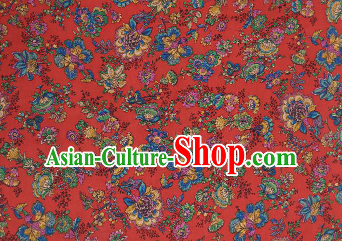 Asian Chinese Classical Cockscomb Pattern Red Gambiered Guangdong Gauze Traditional Cheongsam Brocade Silk Fabric Asian Chinese Classical Cockscomb Pattern Red Gambiered Guangdong Gauze Traditional Cheongsam Brocade Silk Fabric