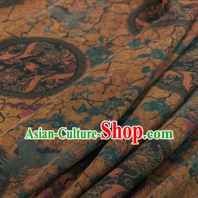Asian Chinese Classical Crane Pattern Yellow Brocade Satin Drapery Traditional Cheongsam Brocade Silk Fabric