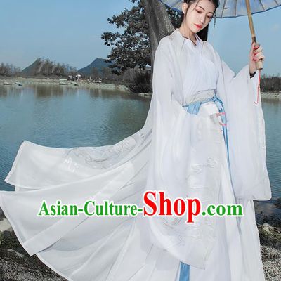 Chinese Ancient Peri Hanfu Dress Antique Traditional Jin Dynasty Princess Embroidered Historical Costume for Women