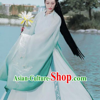 Chinese Ancient Court Princess Embroidered Hanfu Dress Antique Traditional Jin Dynasty Historical Costume for Women