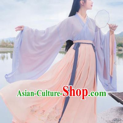 Chinese Ancient Palace Lady Embroidered Hanfu Dress Antique Traditional Jin Dynasty Princess Historical Costume for Women