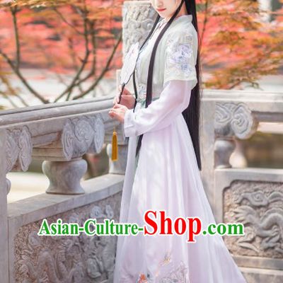 Chinese Ancient Rich Lady Embroidered Hanfu Dress Antique Traditional Song Dynasty Nobility Historical Costume for Women